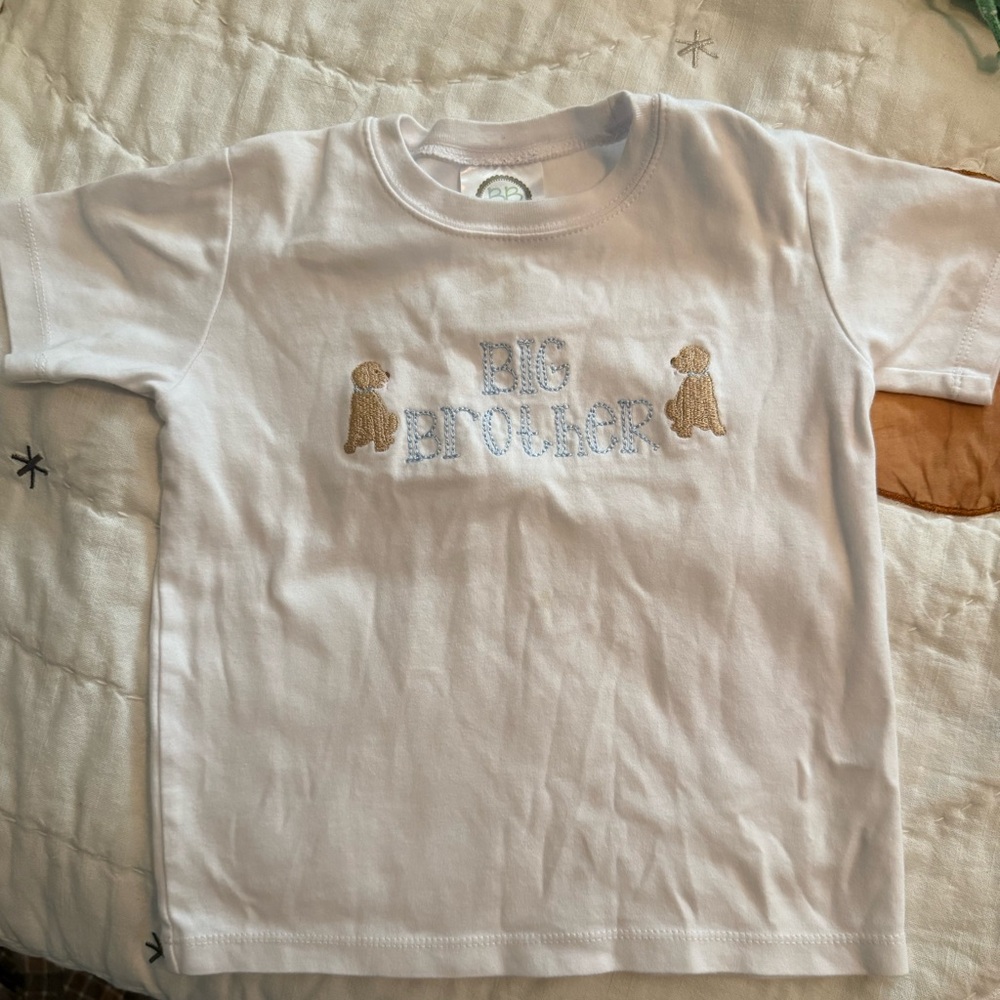 Kids “Big Brother” T-Shirt with Embroidered Design and Matching Checked Shorts